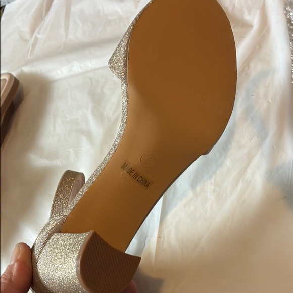 Gold Strappy Heels with Glitter Finish - Picture 8 of 8